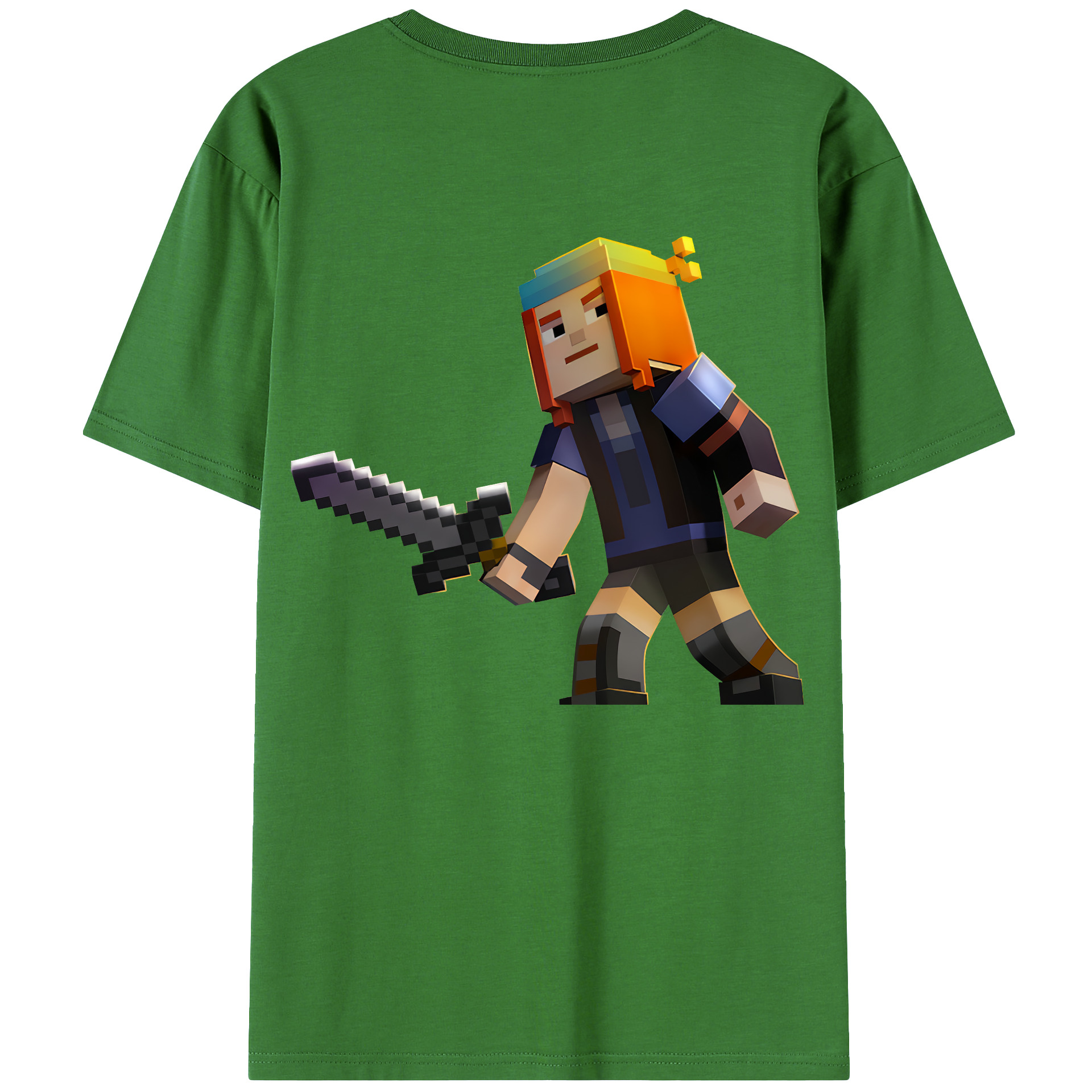 （画像用） マインクラフト ブロックの世界 Minecraft MC Block world レディース半袖Tシャツ(バックプリント)